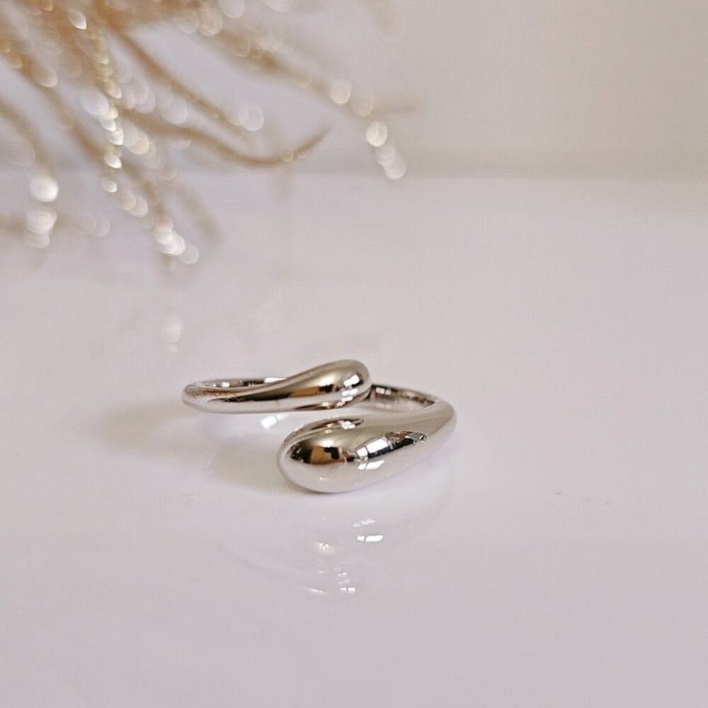 Sterling Silver, Tear Drop Paddle Ring, Abstract Ring,Wraparound Ring,Adjustable
